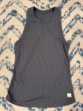 VUORI Dark Grey Waffle-Knit Tank with Logo Patch